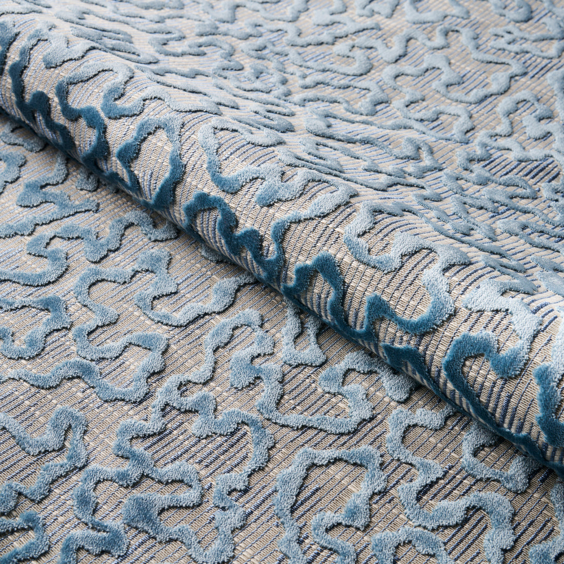 Janis Velvet fabric in moonstone color - pattern number 75223 - by Schumacher in the Cut &amp; Patterned Velvets collection