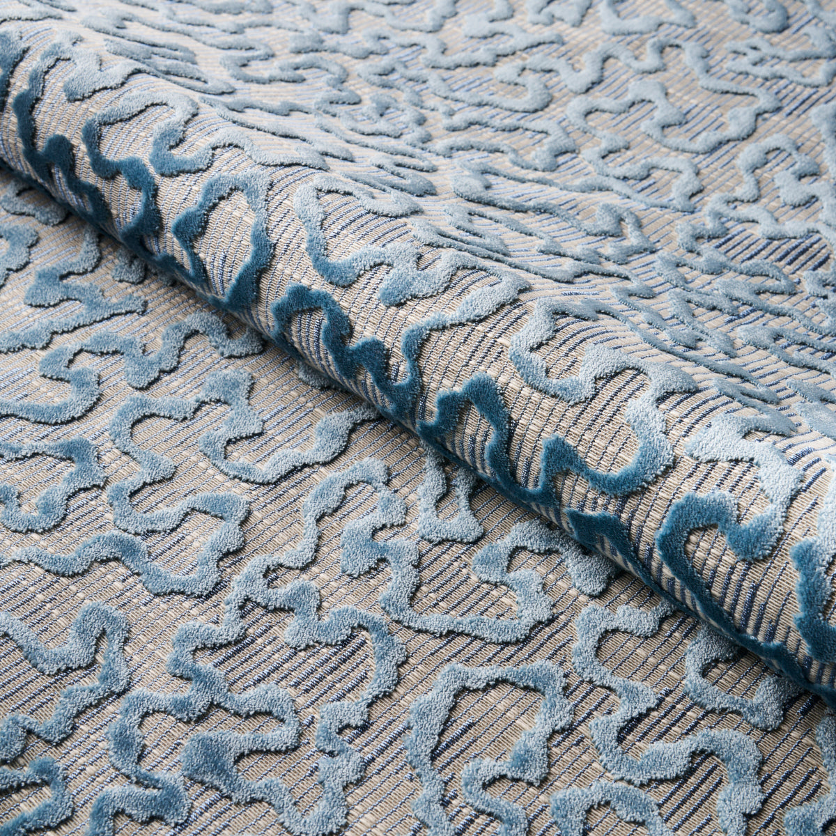 Janis Velvet fabric in moonstone color - pattern number 75223 - by Schumacher in the Cut &amp; Patterned Velvets collection