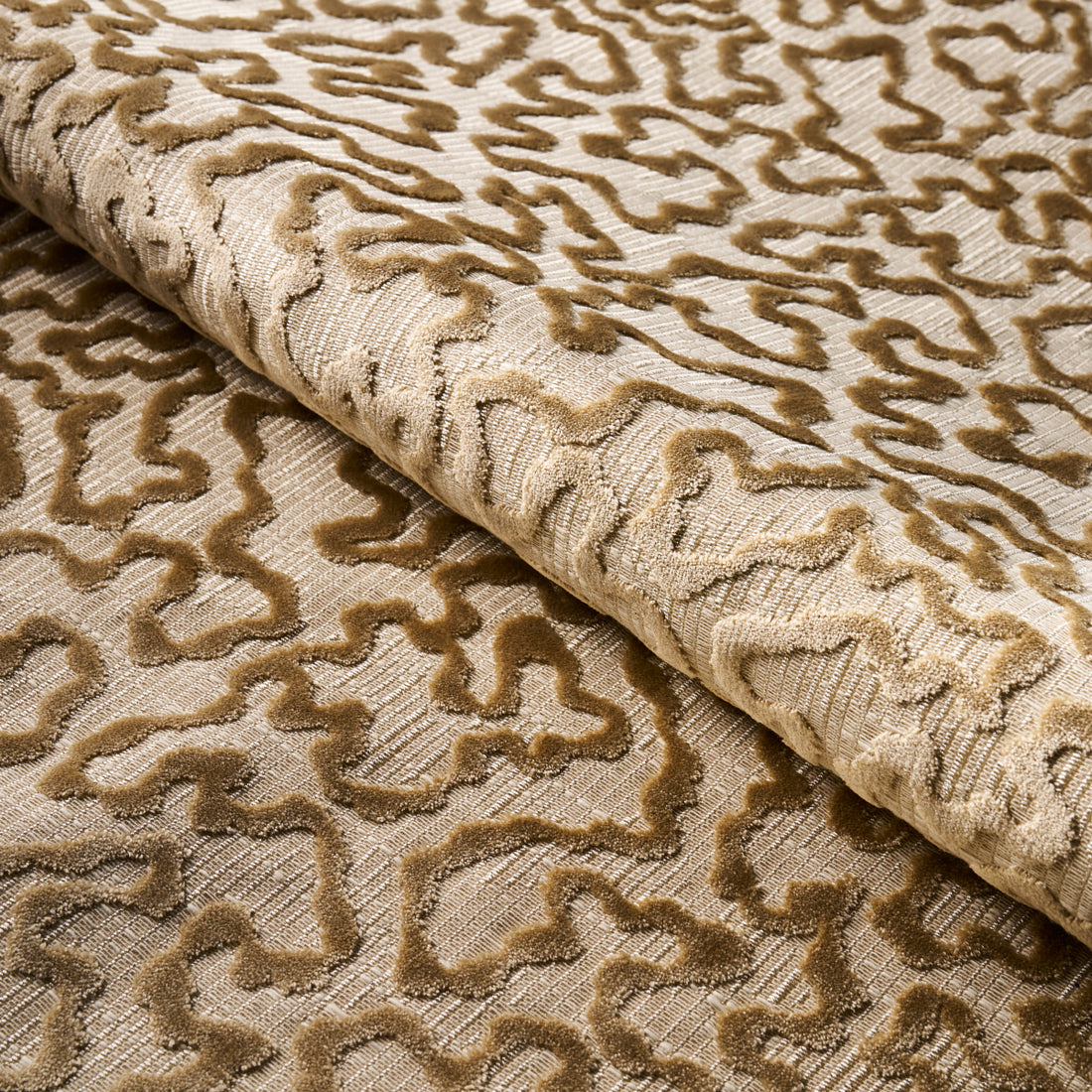 Janis Velvet fabric in champagne color - pattern number 75224 - by Schumacher in the Cut &amp; Patterned Velvets collection