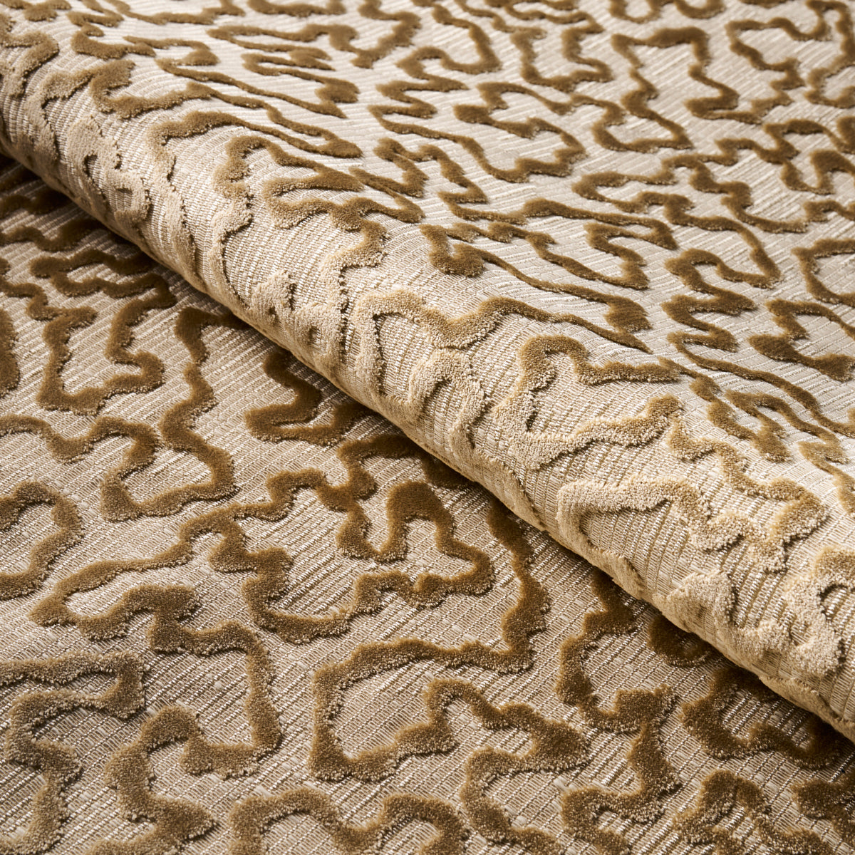 Janis Velvet fabric in champagne color - pattern number 75224 - by Schumacher in the Cut &amp; Patterned Velvets collection