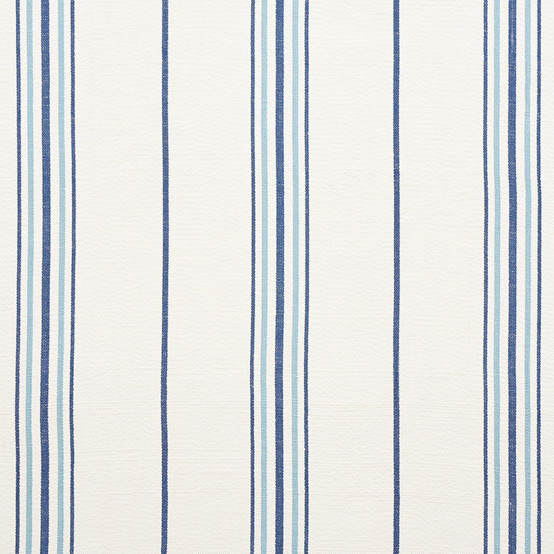 Scarset Stripe fabric in blues color - pattern number 75260 - by Schumacher in the Chambray collection