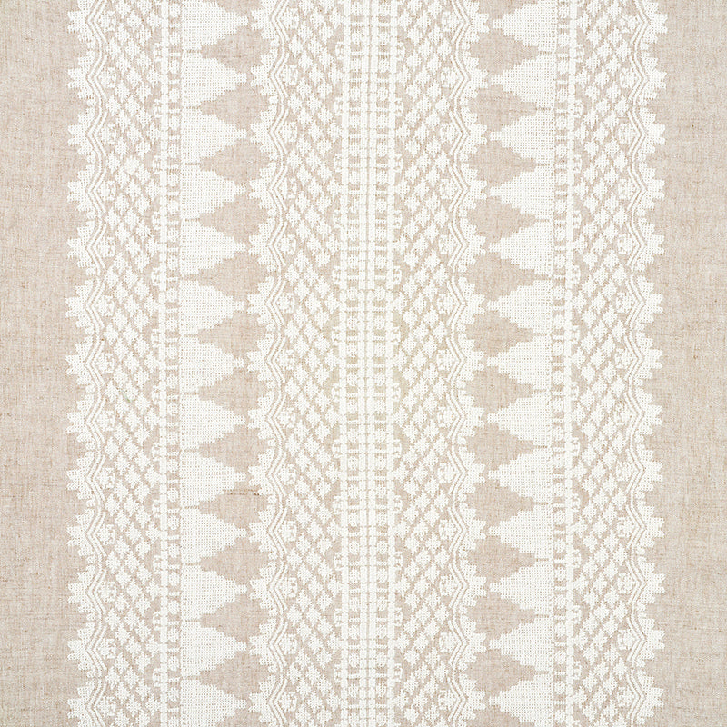 Wentworth Embroidery fabric in natural color - pattern number 75472 - by Schumacher in the New Traditional collection