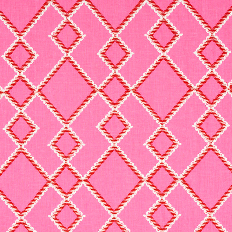 Branson Embroidery fabric in pink color - pattern number 75890 - by Schumacher in the Happy Together collection