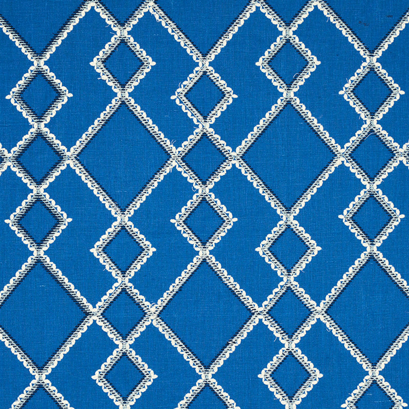 Branson Embroidery fabric in blue color - pattern number 75891 - by Schumacher in the Happy Together II collection