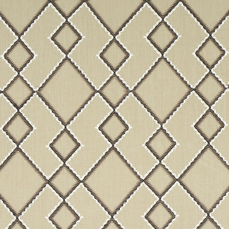 Branson Embroidery fabric in taupe color - pattern number 75892 - by Schumacher in the Happy Together II collection