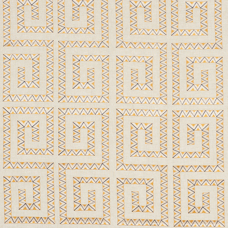 Prado Embroidery fabric in saffron color - pattern number 76071 - by Schumacher in the Club Cavalier collection