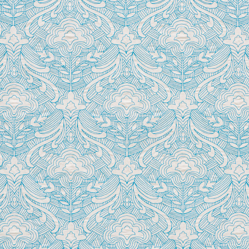 Hendrix Embroidery fabric in blue color - pattern number 76160 - by Schumacher in the Free Spirit collection