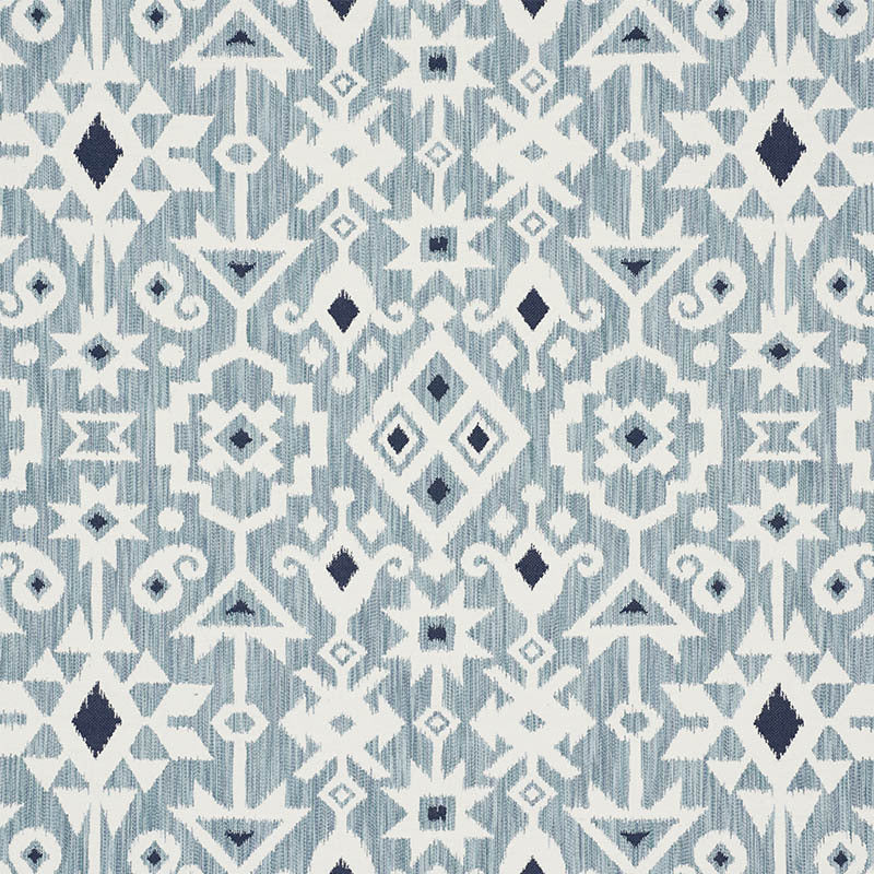 Crusoe Ikat fabric in sky color - pattern number 76521 - by Schumacher in the World View collection