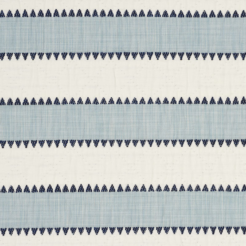 Isolde Stripe Matelasse fabric in sky color - pattern number 76750 - by Schumacher in the Folk Art collection