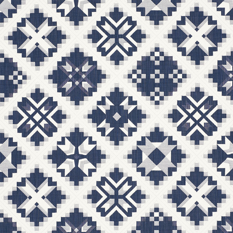 Tristan Patchwork fabric in indigo color - pattern number 76760 - by Schumacher in the New Americana collection