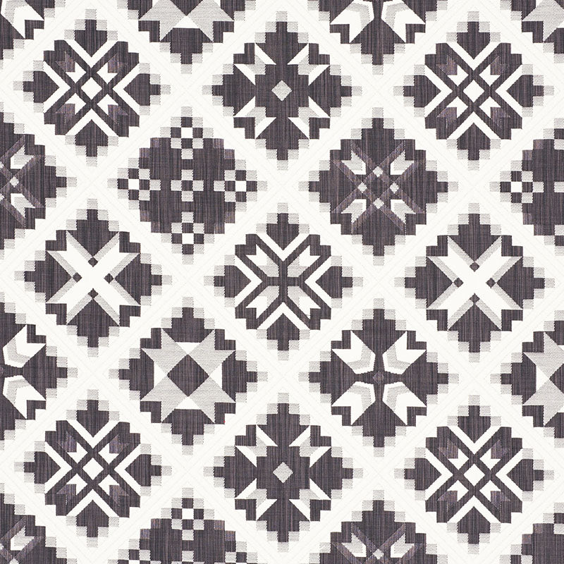 Tristan Patchwork fabric in charcoal color - pattern number 76761 - by Schumacher in the New Americana collection