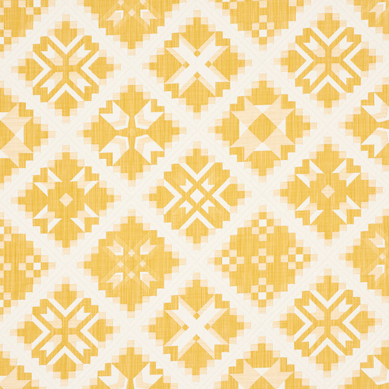 Tristan Patchwork fabric in yellow color - pattern number 76762 - by Schumacher in the New Americana collection
