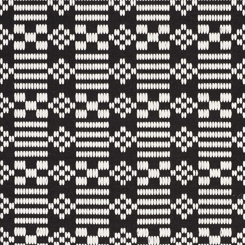 Wilson Embroidery fabric in black color - pattern number 76791 - by Schumacher in the Folk Art collection