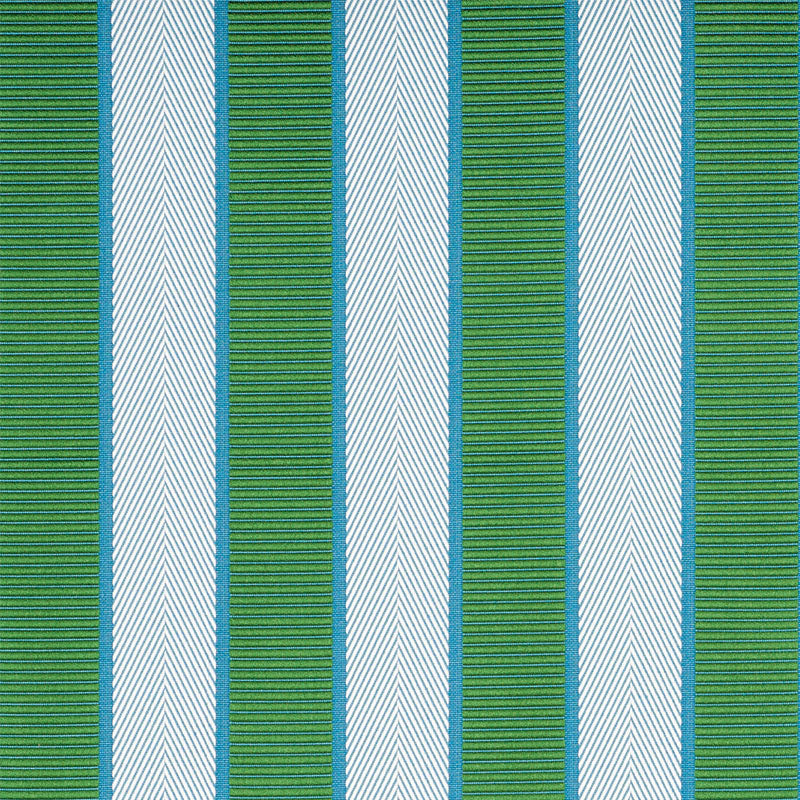 Ribbon Stripe fabric in emerald color - pattern number 77100 - by Schumacher in the Timothy Corrigan collection