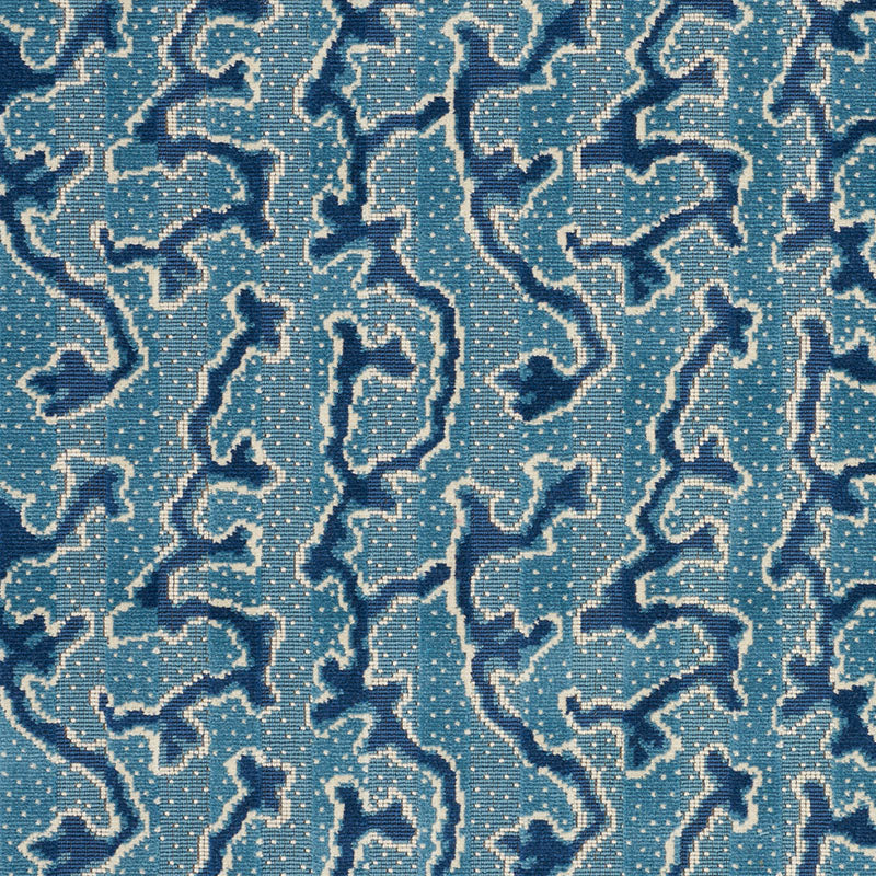 Corail Velvet fabric in mediterranean color - pattern number 77131 - by Schumacher in the Timothy Corrigan collection