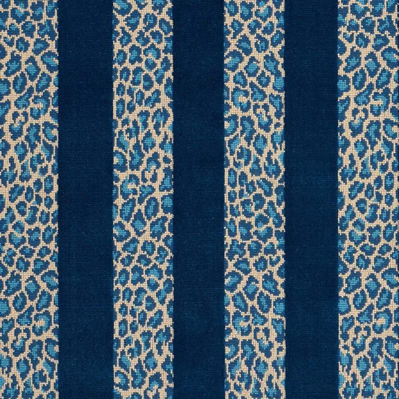 Guepard Stripe Velvet fabric in mediterranean color - pattern number 77140 - by Schumacher in the Timothy Corrigan collection