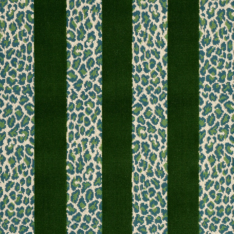 Guepard Stripe Velvet fabric in emerald color - pattern number 77141 - by Schumacher in the Timothy Corrigan collection
