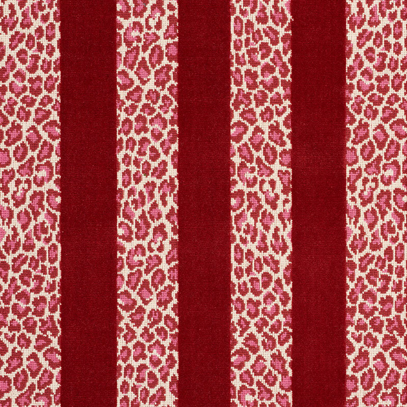Guepard Stripe Velvet fabric in red color - pattern number 77143 - by Schumacher in the Timothy Corrigan collection