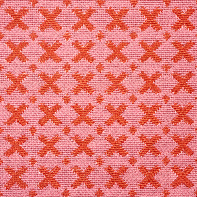 Elias fabric in pink and red color - pattern number 77201 - by Schumacher in the Step Lively collection