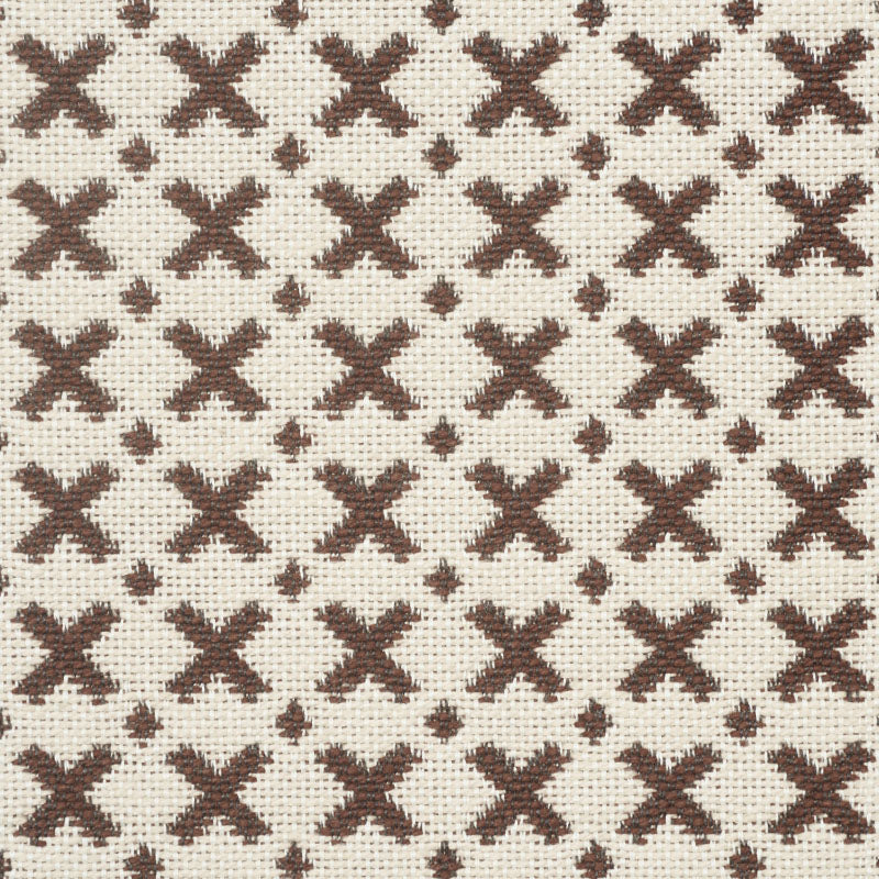 Elias fabric in brown and ecru color - pattern number 77202 - by Schumacher in the Step Lively collection