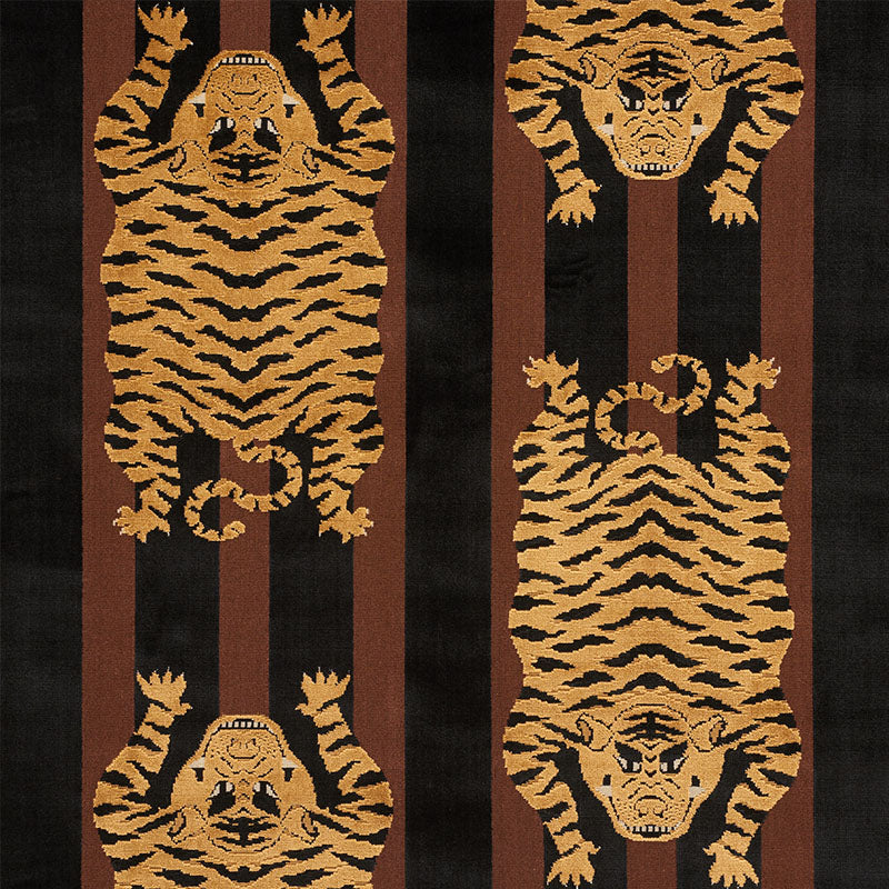 Jokhang Tiger Velvet fabric in brown and black color - pattern number 77232 - by Schumacher in the Johnson Hartig collection