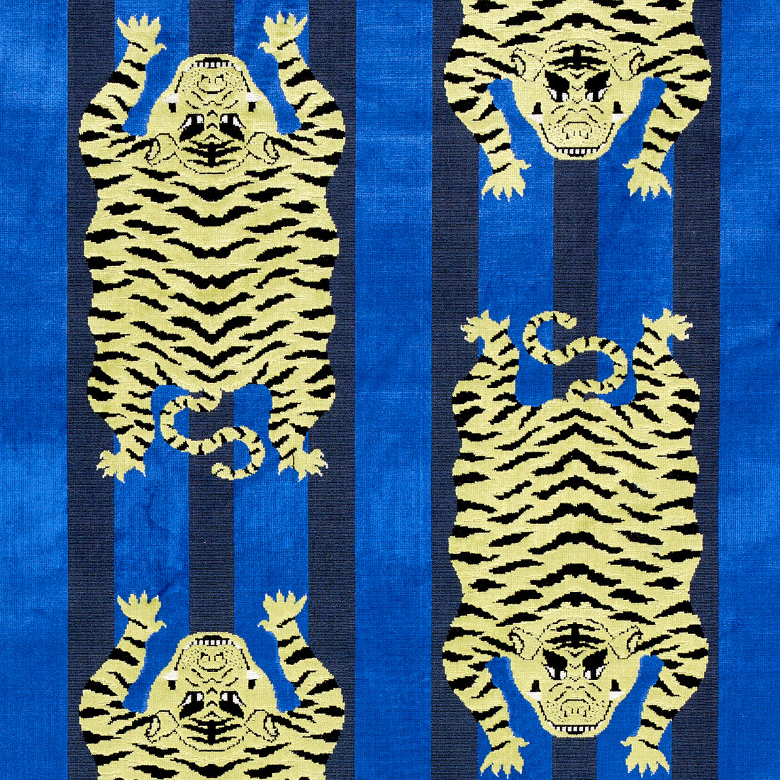 Jokhang Tiger Velvet fabric in blue color - pattern number 77234 - by Schumacher in the Velvet &amp; Velvet Trims collection