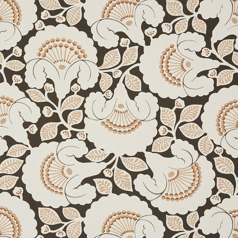 Jackie Applique Embroidery fabric in cinder color - pattern number 77302 - by Schumacher in the Wallflowers collection
