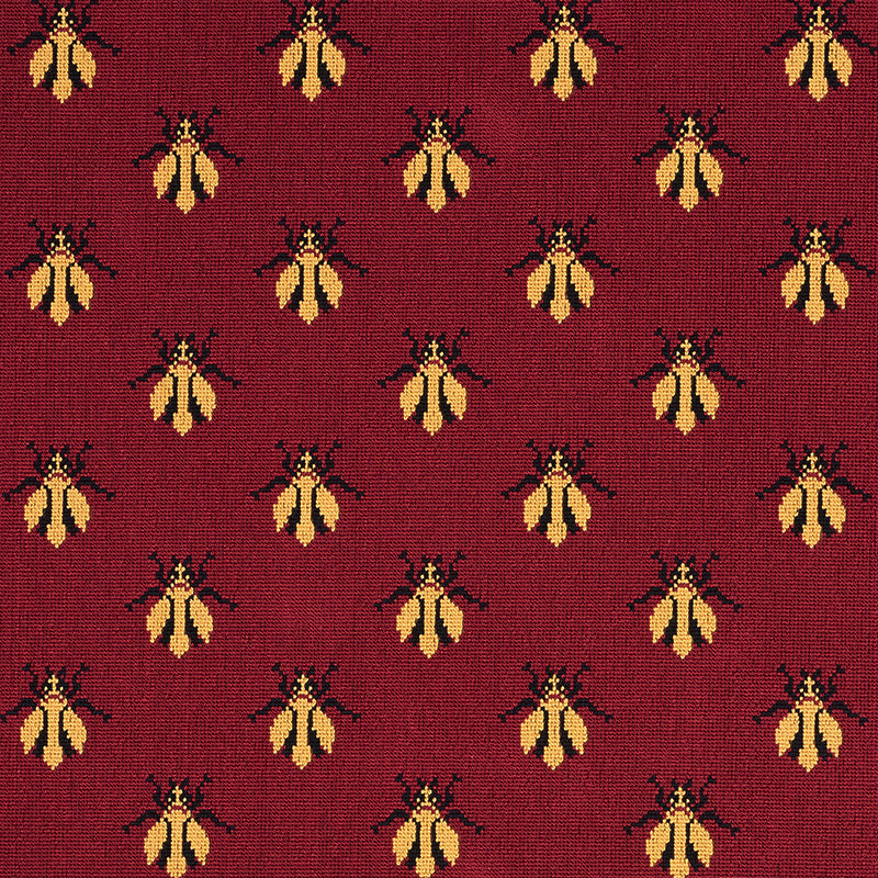 Bee Epingle fabric in red color - pattern number 77410 - by Schumacher in the Cut &amp; Patterned Velvets collection
