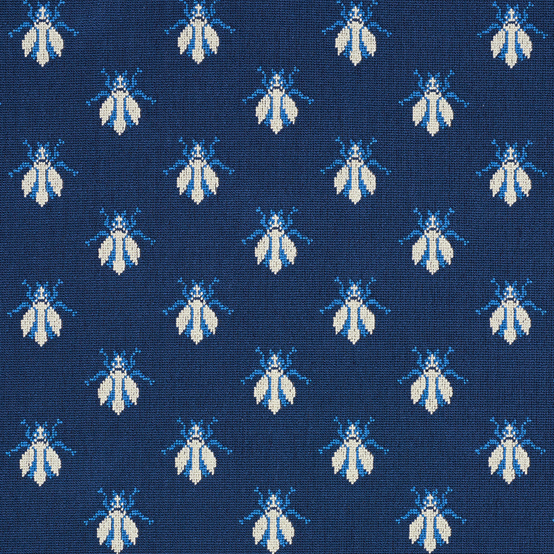 Bee Epingle fabric in blue color - pattern number 77411 - by Schumacher in the Cut &amp; Patterned Velvets collection