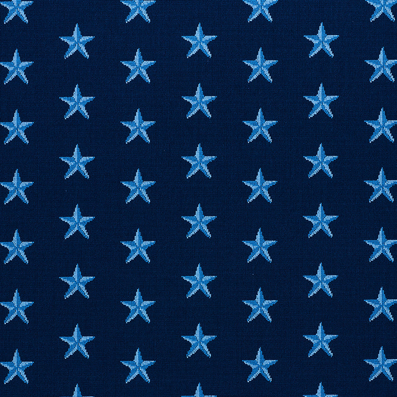 Star Epingle fabric in blue color - pattern number 77421 - by Schumacher in the Cut &amp; Patterned Velvets collection