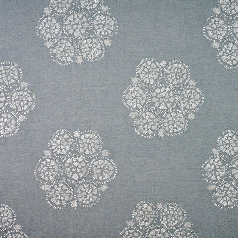 Isla Hand Embroidery fabric in sky color - pattern number 77490 - by Schumacher in the New Traditional collection