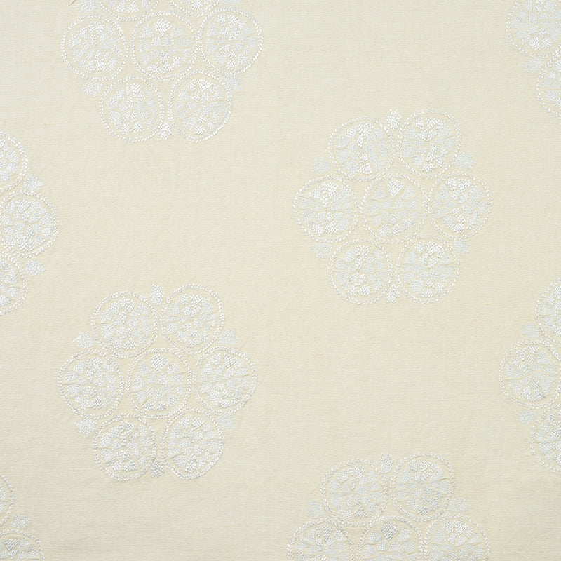 Isla Hand Embroidery fabric in ivory color - pattern number 77491 - by Schumacher in the New Traditional II collection