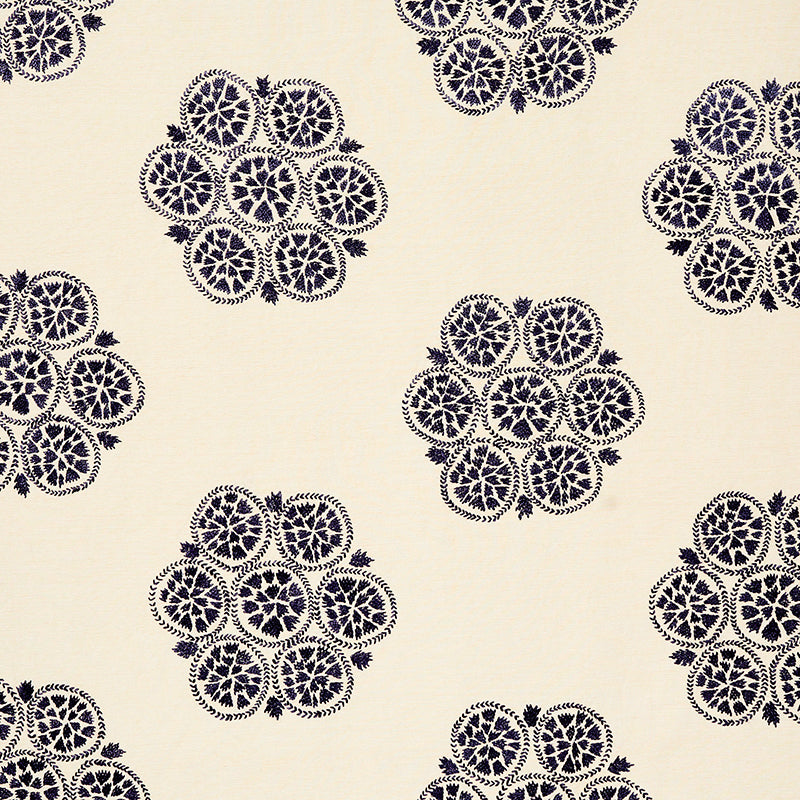 Isla Hand Embroidery fabric in slate color - pattern number 77492 - by Schumacher in the New Traditional II collection