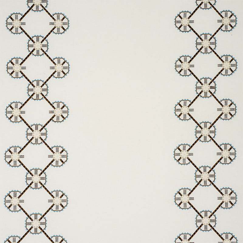 Chamizal Embroidery fabric in neutral and sky color - pattern number 77600 - by Schumacher in the True West collection