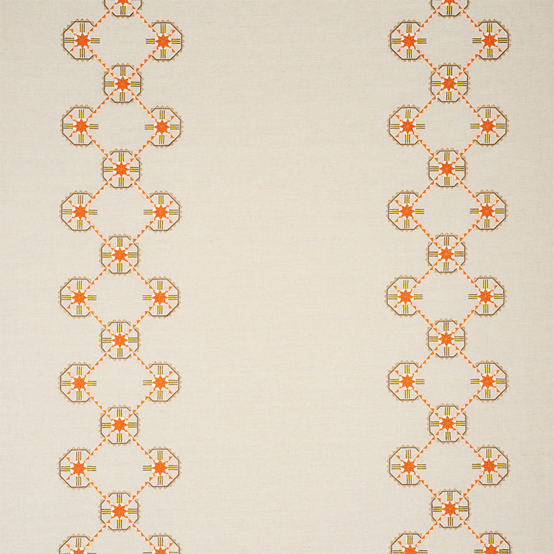 Chamizal Embroidery fabric in orange and pink color - pattern number 77602 - by Schumacher in the True West collection