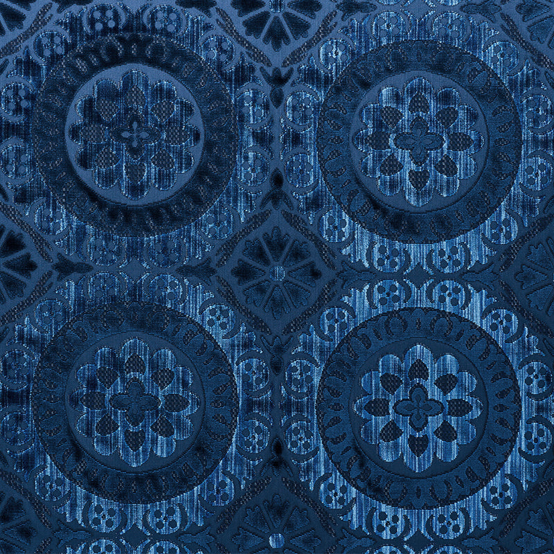 Suzani Strie Velvet fabric in sapphire color - pattern number 77640 - by Schumacher in the Cut &amp; Patterned Velvets collection