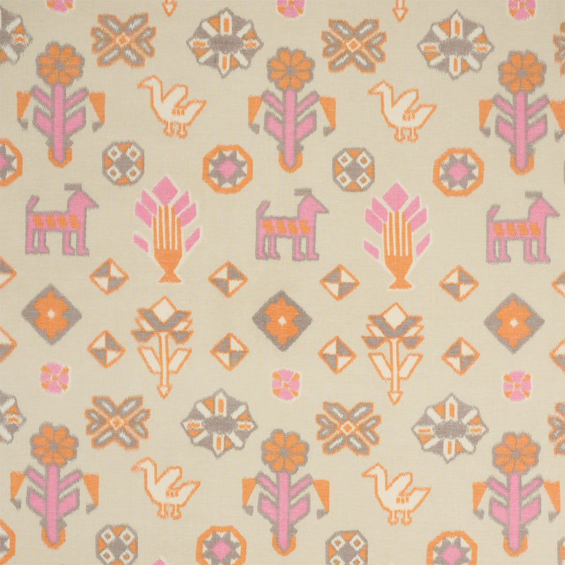 Chuska Warp Print fabric in pink and orange color - pattern number 78142 - by Schumacher in the True West collection