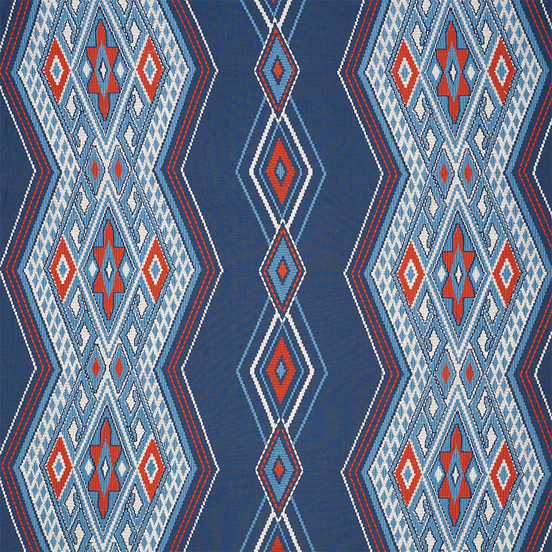 Bayeta Embroidery fabric in blue and red color - pattern number 78150 - by Schumacher in the True West collection