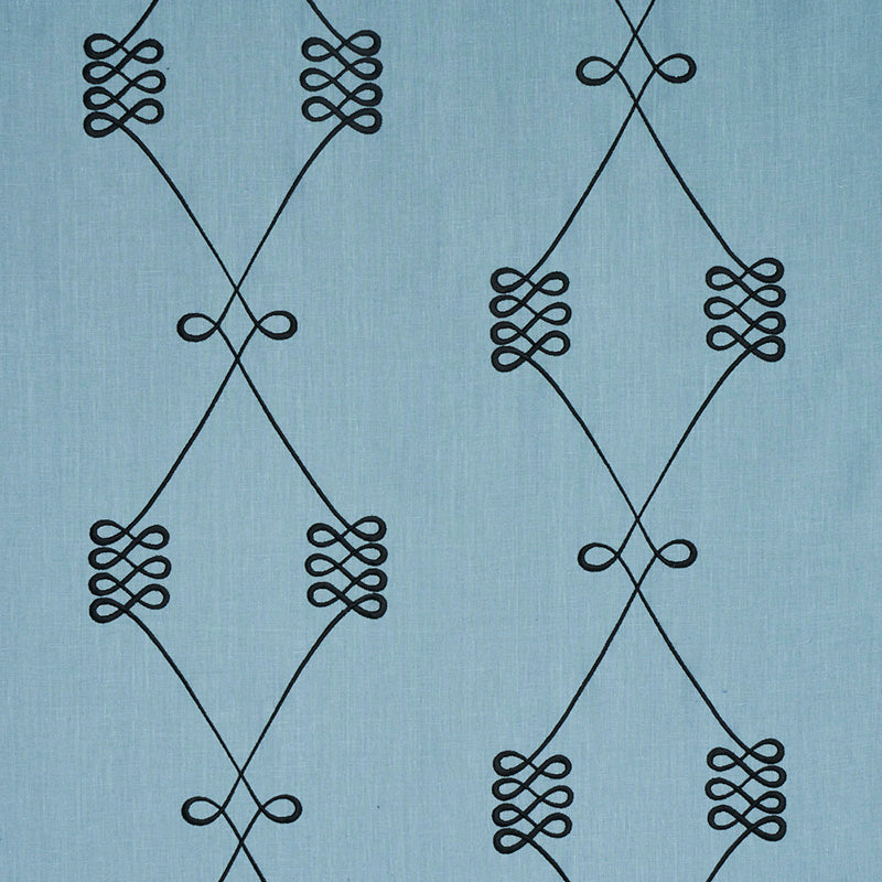 Nicolette Embroidery fabric in dusty blue color - pattern number 78202 - by Schumacher in the Misterioso collection