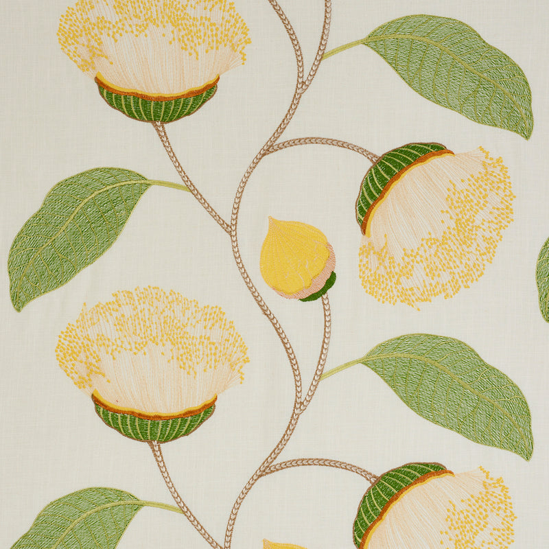 Celinda Embroidery fabric in yellow color - pattern number 78300 - by Schumacher in the Exquisite Embroideries collection