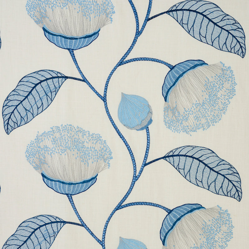 Celinda Embroidery fabric in blue color - pattern number 78301 - by Schumacher in the Exquisite Embroideries collection