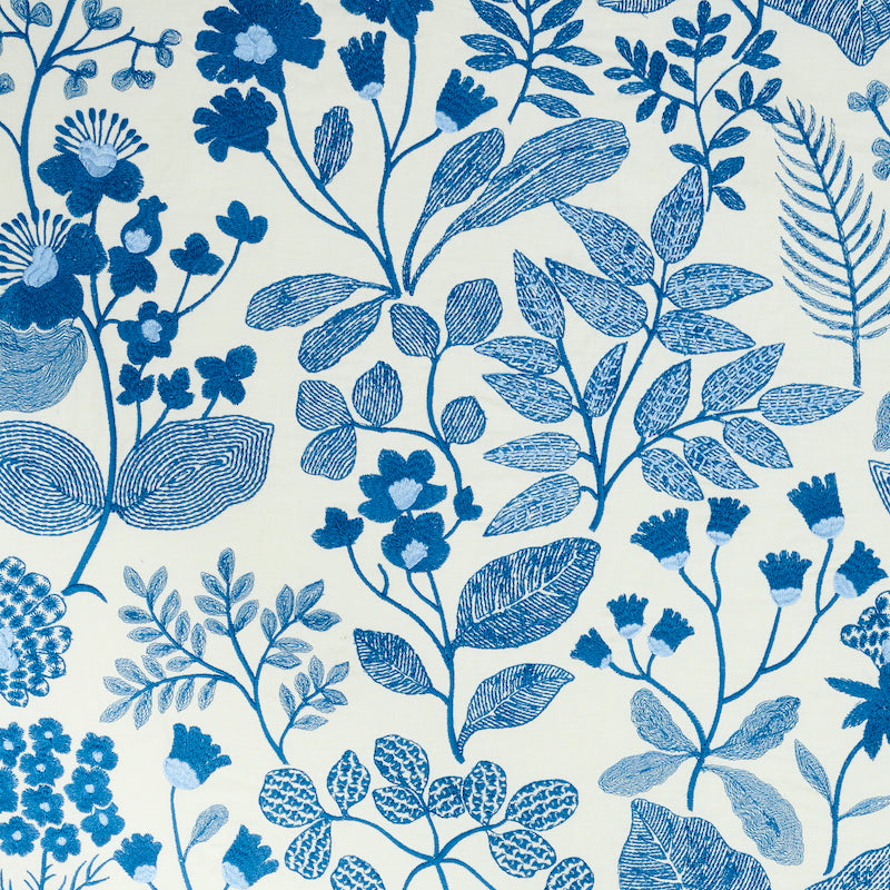 Emaline Embroidery fabric in blue color - pattern number 78311 - by Schumacher in the Exquisite Embroideries collection