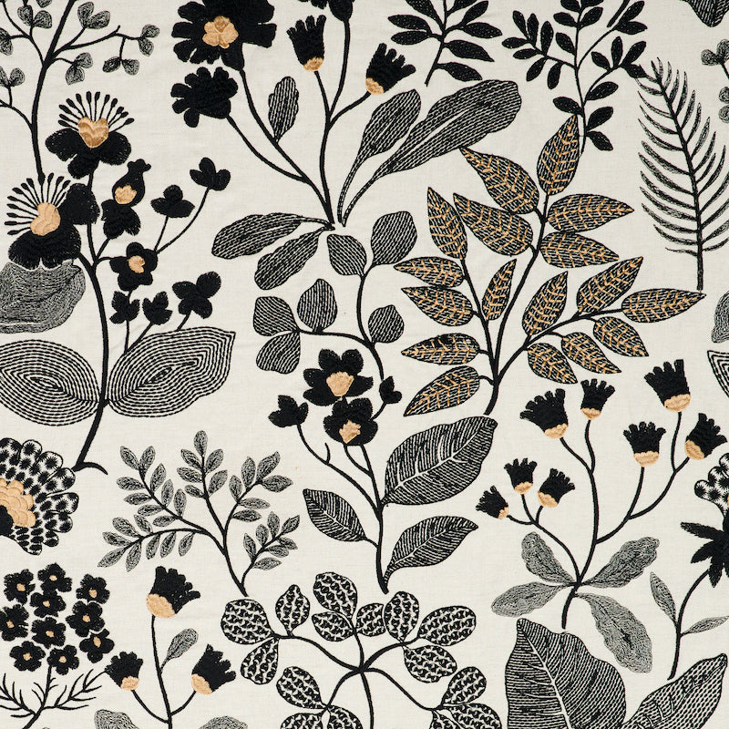 Emaline Embroidery fabric in black color - pattern number 78312 - by Schumacher in the Exquisite Embroideries collection
