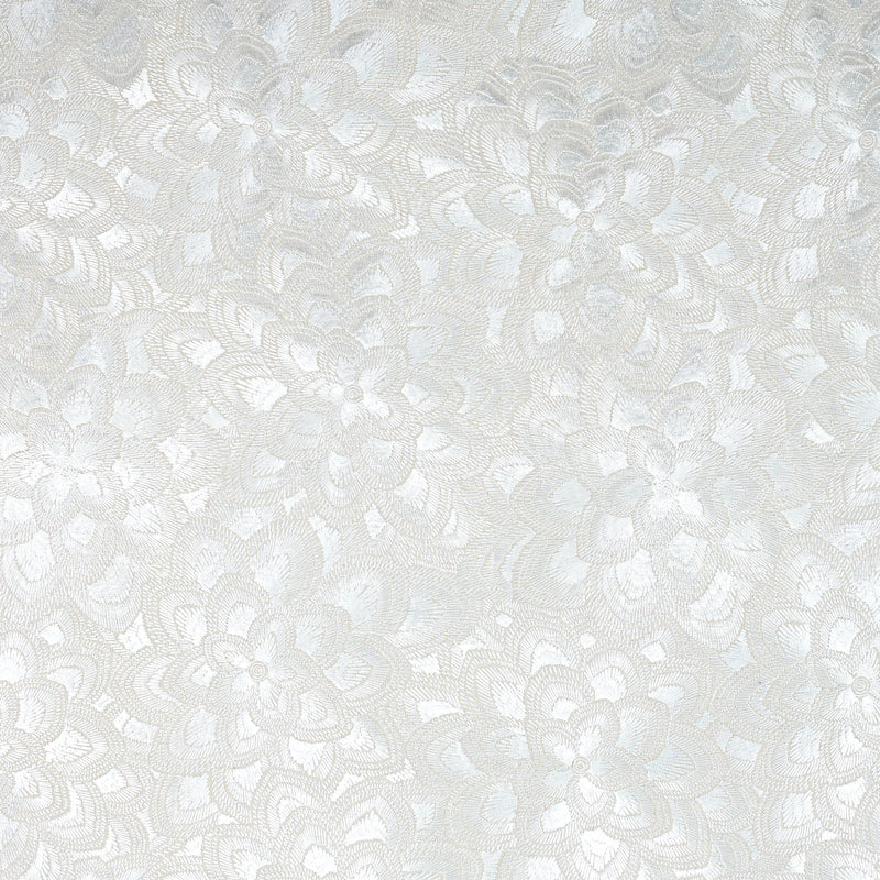 Lotus Embroidery fabric in pearl color - pattern number 78341 - by Schumacher in the Exquisite Embroideries collection