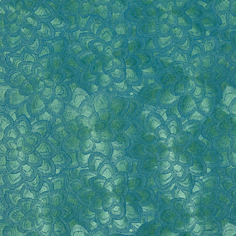 Lotus Embroidery fabric in jade color - pattern number 78342 - by Schumacher in the Exquisite Embroideries collection
