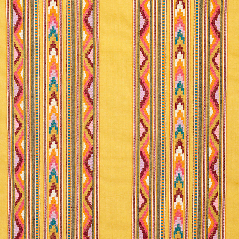 Zarzuela Stripe Embroidery fabric in saffron color - pattern number 78391 - by Schumacher in the Exquisite Embroideries collection