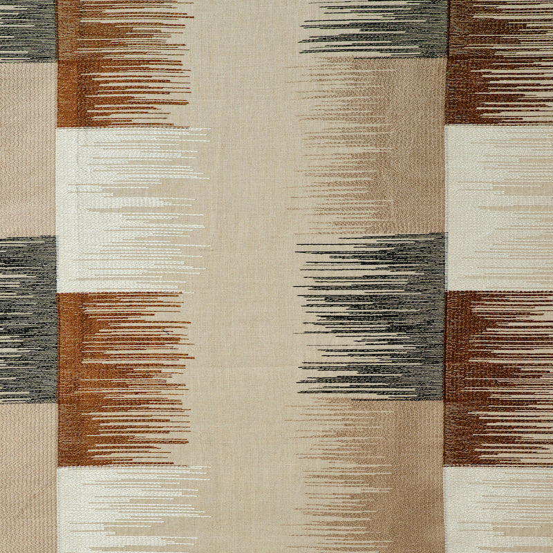 Sunburst Stripe Embroidery fabric in black and neutral color - pattern number 78400 - by Schumacher in the Exquisite Embroideries collection