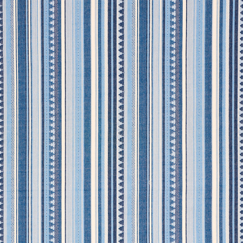 Zuni Stripe fabric in blue color - pattern number 78731 - by Schumacher in the Open Sky collection