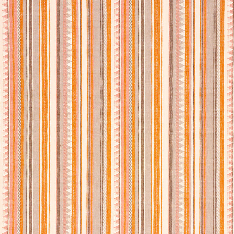 Zuni Stripe fabric in orange and pink color - pattern number 78732 - by Schumacher in the Open Sky collection