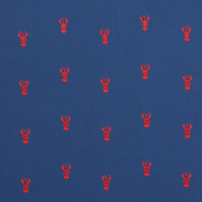 Lobster Embroidery fabric in navy color - pattern number 78800 - by Schumacher in the Exquisite Embroideries collection